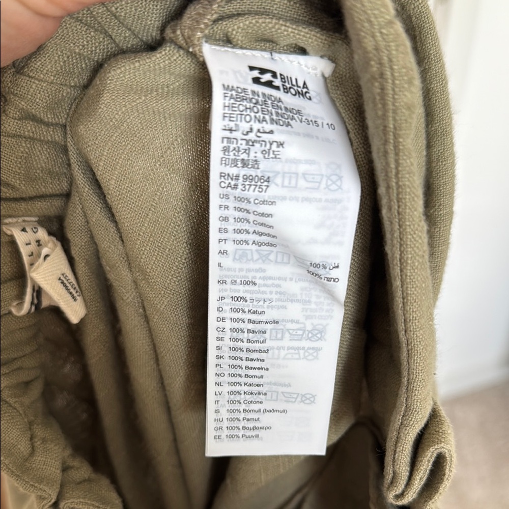 Billabong Cotton Green Cropped Paper-Bag Waist Pants - Picture 8 of 16